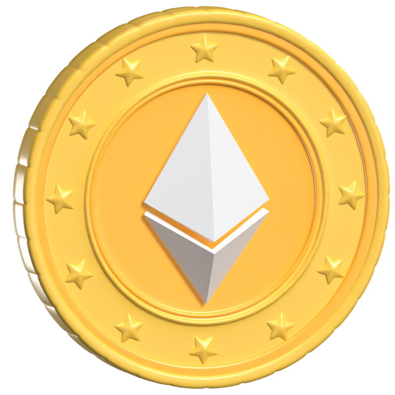 Ícone animado em 3D da moeda Ethereum 3D Graphic