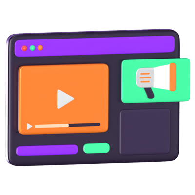 Video Marketing 3D Animated Icon 3D Graphic