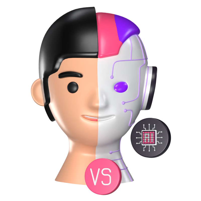 Human Vs AI 3D Animated Icon 3D Graphic