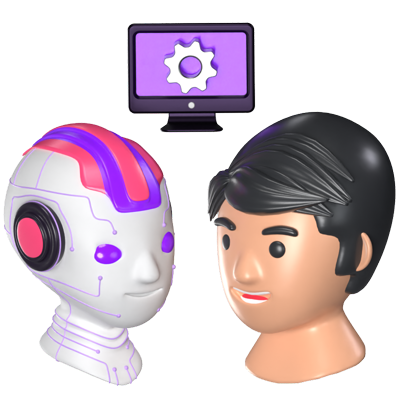 AI Human Turing Test 3D Animated Icon 3D Graphic