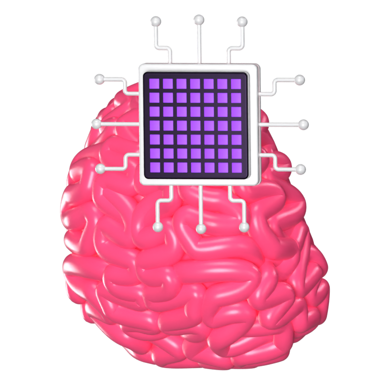 Icono animado en 3D de un cerebro artificial 3D Graphic