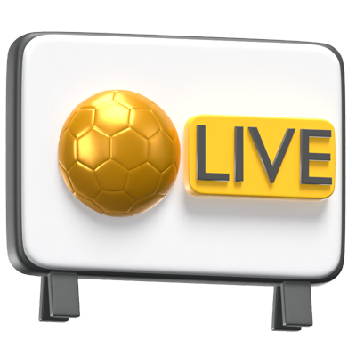 3D Live Football Match On A Television 3D Graphic