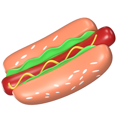 Hot Dog 3D Animated Icon 3D Graphic