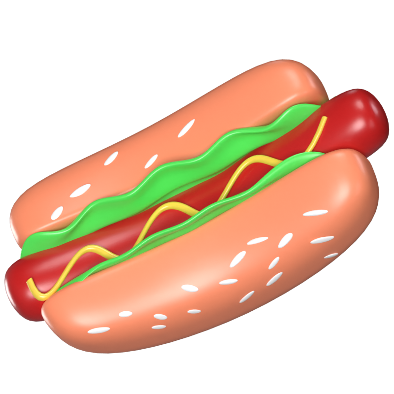 Hot Dog 3D Animated Icon 3D Graphic