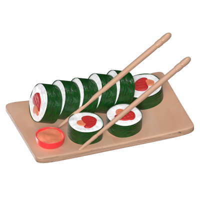 Sushi 3D Animated Icon 3D Graphic