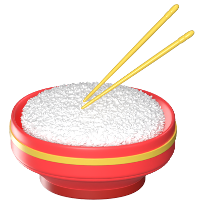 Rice Bowl 3D Animated Icon 3D Graphic