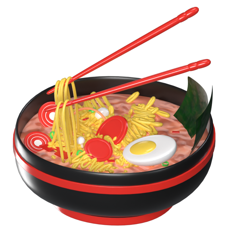 Ícone animado 3D do Noodles Ramen 3D Graphic