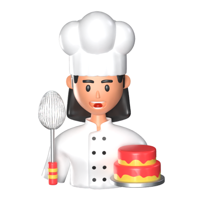 Female Chef 3D Animated Icon 3D Graphic
