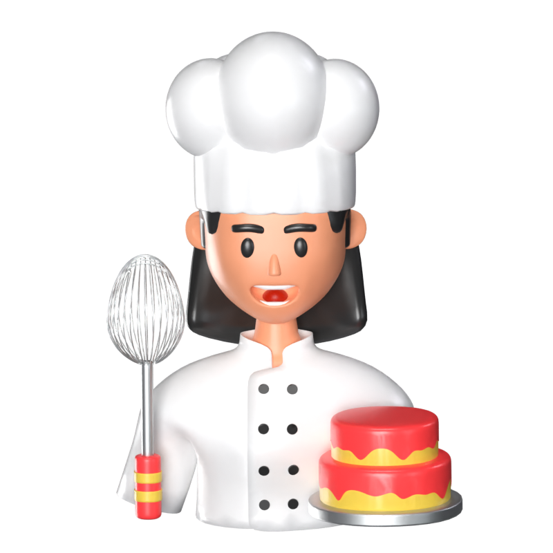 Female Chef 3D Animated Icon 3D Graphic