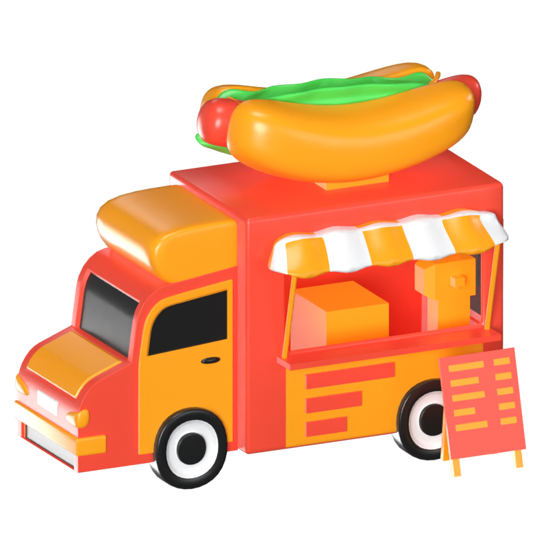  Food Truck 3D Animated Icon 3D Graphic