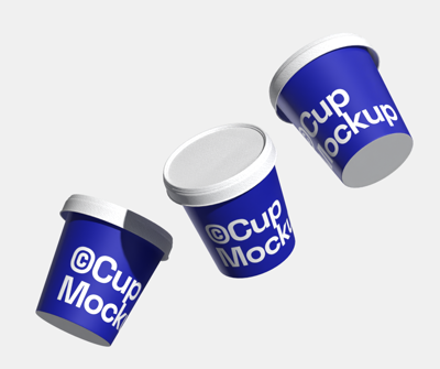 Cups Floting 3D Animated Mockup 3D Template