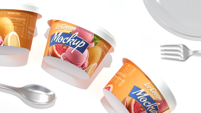 Ice Cream Product Rolling On The Table 3D Animated Mockup 3D Template