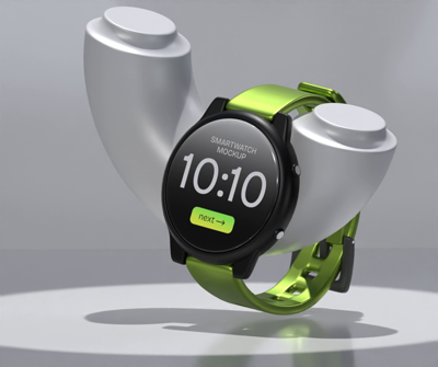 Smartwatch Floting With Shape 3D Animated Mockup 3D Template