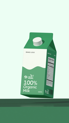 Milk Box Green Tetrapak Packaging 3D Animated Mockup  3D Template