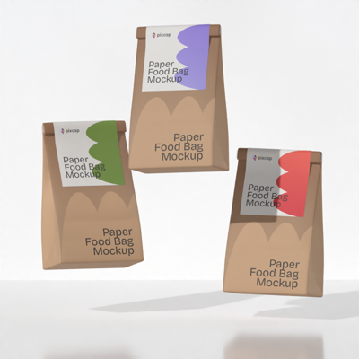 Food Paper Bags Animated Mockup 3D Template