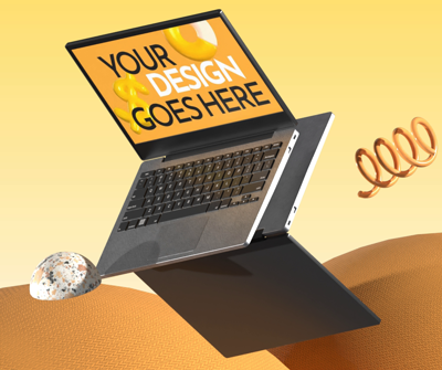 Animated Double Laptop Mockup with Abstract Environment 3D Template