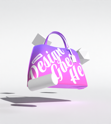 Animated Bag 3D Animated With Abstract Elements And Minimalist Background 3D Template