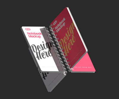 Four Notebooks Floating 3D Animated Mockup With Minimalist Background 3D Template