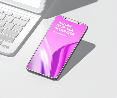 Minimalist And Clean 3D Phone Mockup With Plain Floor And Tablet 3D Template