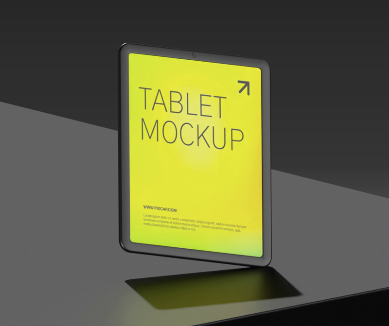 Simple 3D Mockup For Tablet Product With Dark Theme