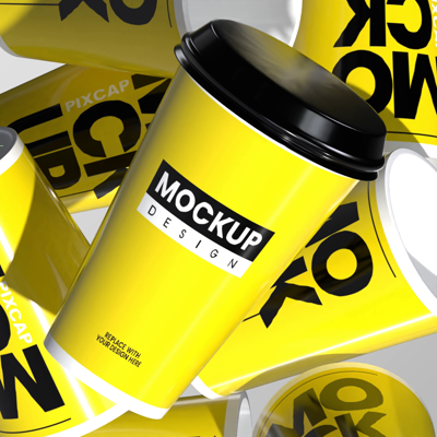 Stack Of Cups 3D Mockup 3D Template