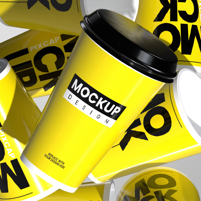 Stack Of Cups 3D Mockup