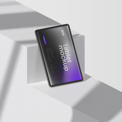 Minimalist Tablet 3D Mockup With Lighting Showcase 3D Template