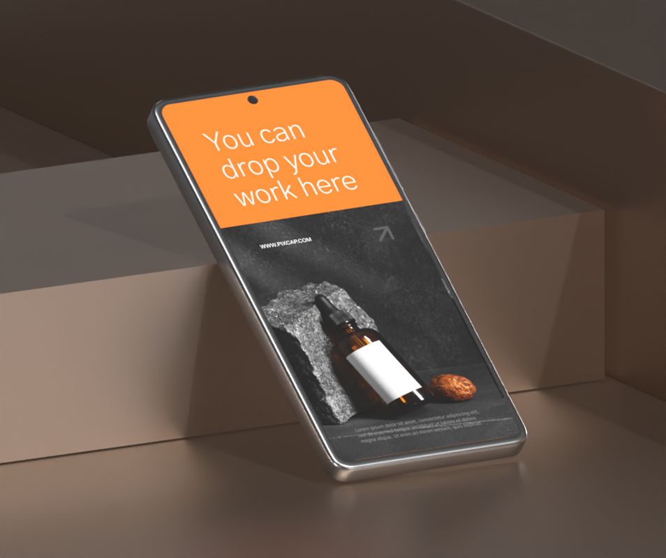 3D Phone Mockup With Simple And Clean Background