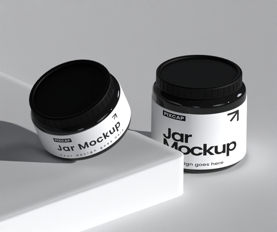 Static Two Jar 3D Mockup In The Realistic Floor
