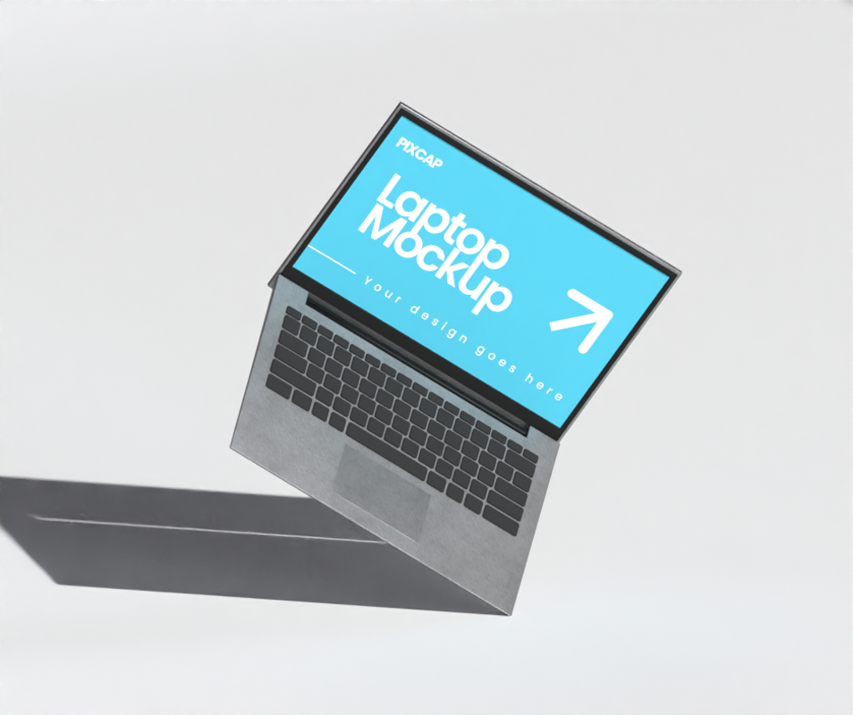 Laptop 3D Mockup With Minimalist Background