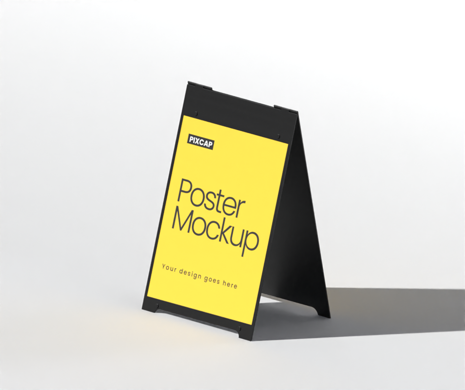 Stehendes Poster 3D Mockup mit minimalistischem Hintergrund