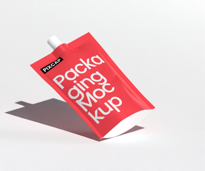 Pouch 3D Mockup With Minimalist Background 3D Template