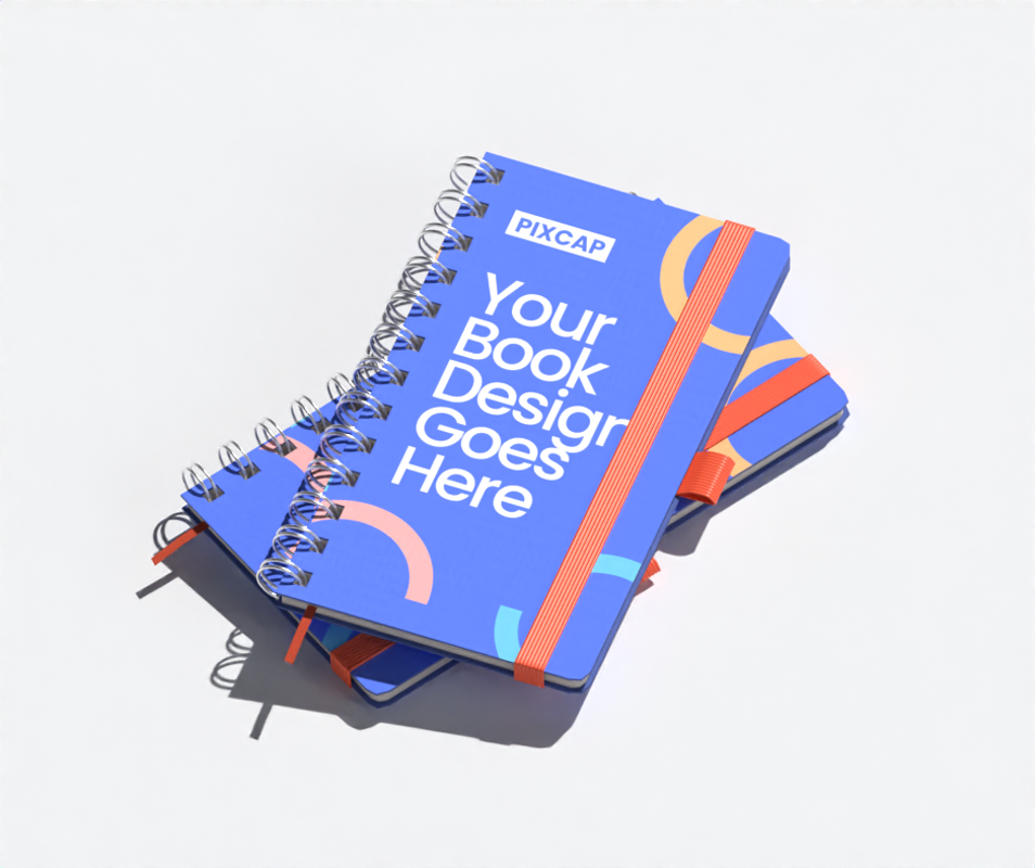 Notebooks 3D Mockup With Minimalist Background