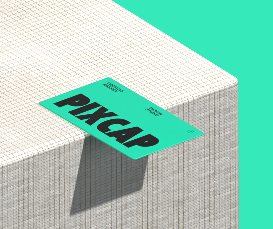 3D Mockup Stationery Business Card On Brick Platform Modern Design