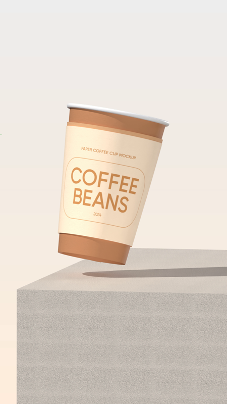 Coffee Paper Cup 3D Static Mockup With Minimalist Background