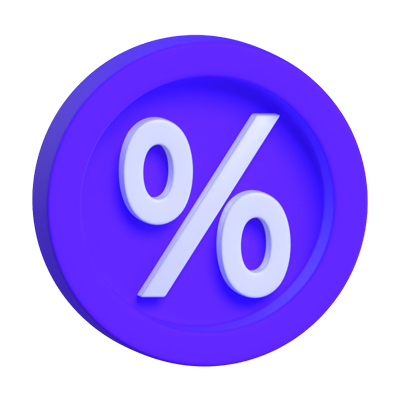Percentage Symbol On A Circle Badge 3D Graphic