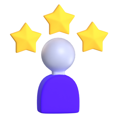 3D Customer Rating With Three Stars 3D Graphic