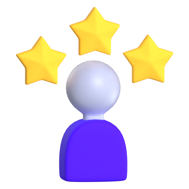 3D Customer Rating With Three Stars 3D Graphic