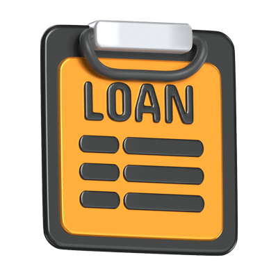 Loans 3D Visualization On A Financial Clipboard 3D Graphic