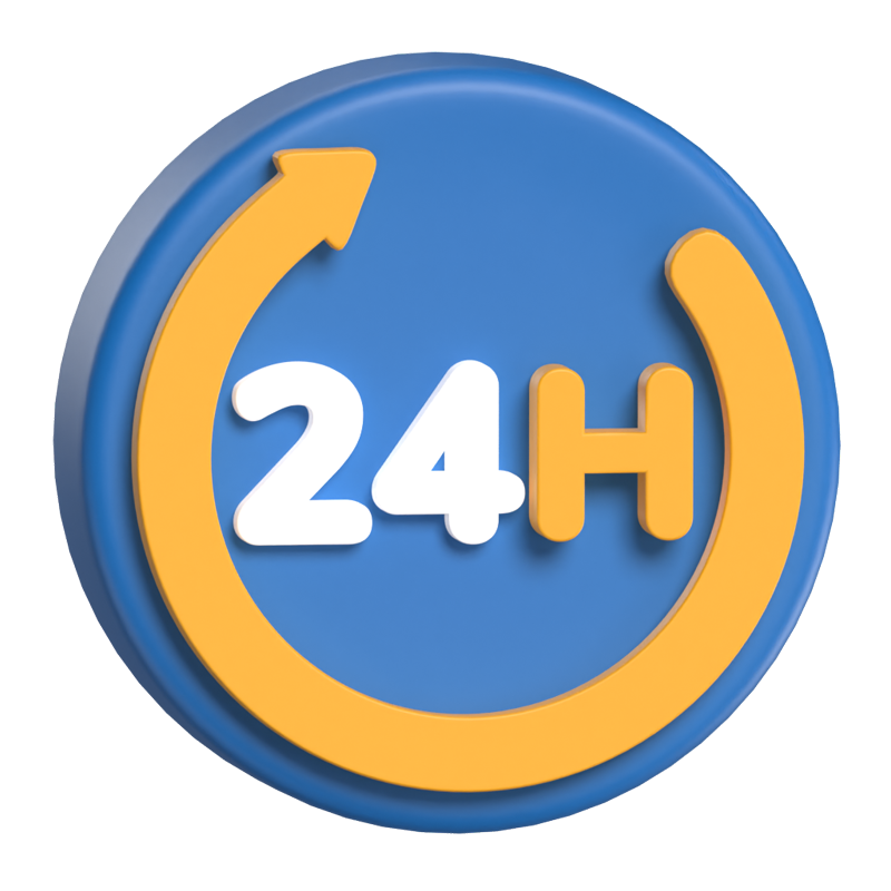 24 Stunden 3D-Symbol 3D Graphic