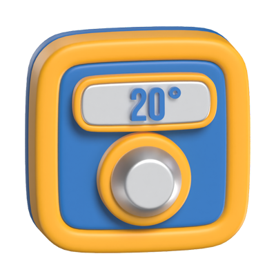 Room Thermostat 3D Icon Model With Controller 3D Graphic
