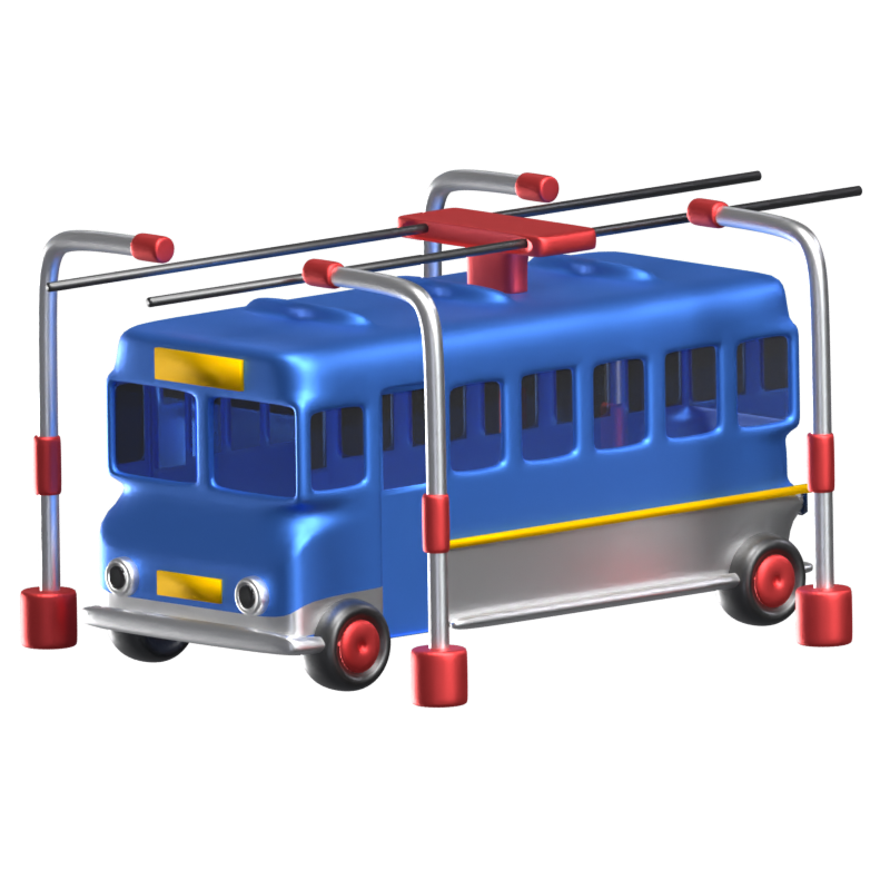 Trolleybus 3D Animierte Ikone 3D Graphic