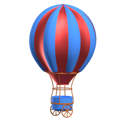 Hot Air Balloon 3D Animated Icon 3D Graphic