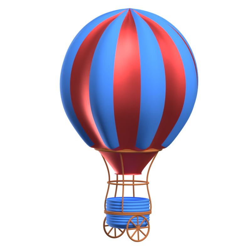 Hot Air Balloon 3D Animated Icon 3D Graphic