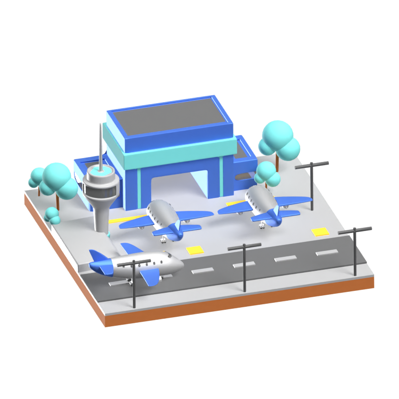 Airport 3D Animated Icon 3D Graphic