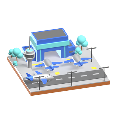 Airport 3D Animated Icon 3D Graphic