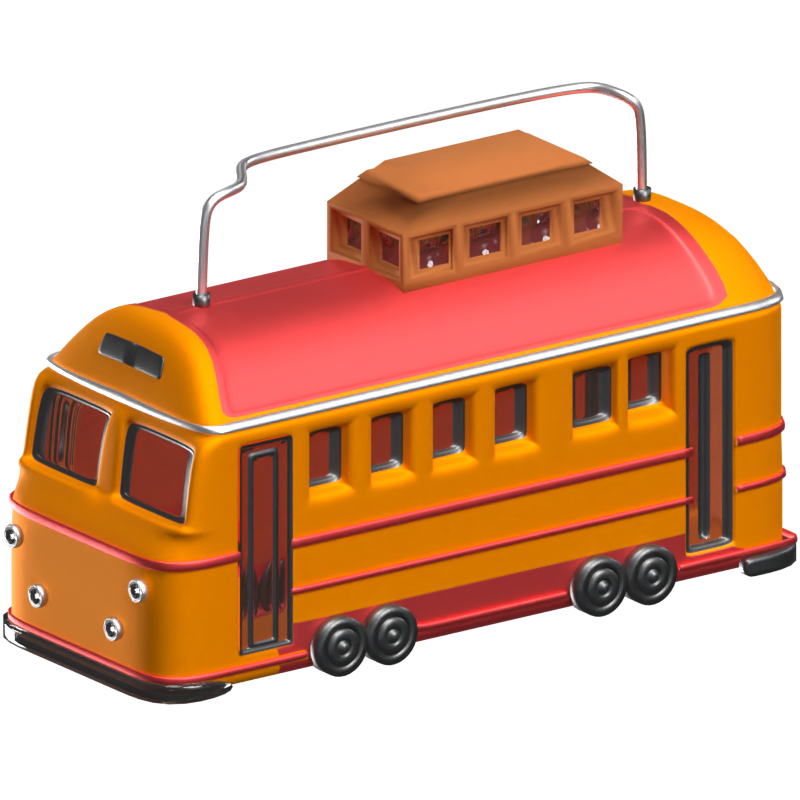 Tram  3D Animated Icon 3D Graphic