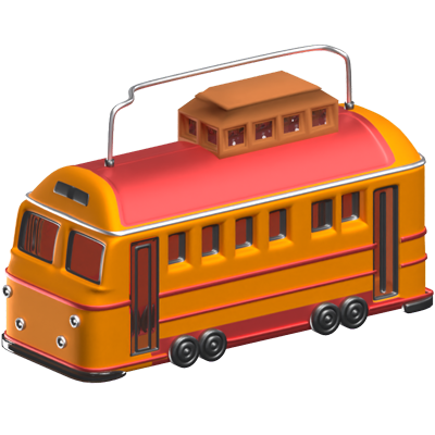 Tram  3D Animated Icon 3D Graphic
