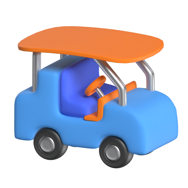 3D Four Wheeled Golf Car 3D Graphic