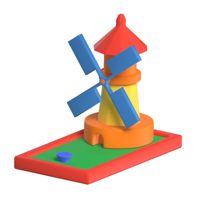 3D Mini Golf Field Arena With Windmill 3D Graphic